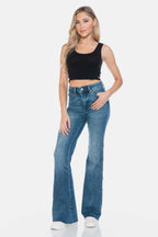 Judy Blue Full Size Tummy Control Cut Hem Flare Jeans - Delanoir