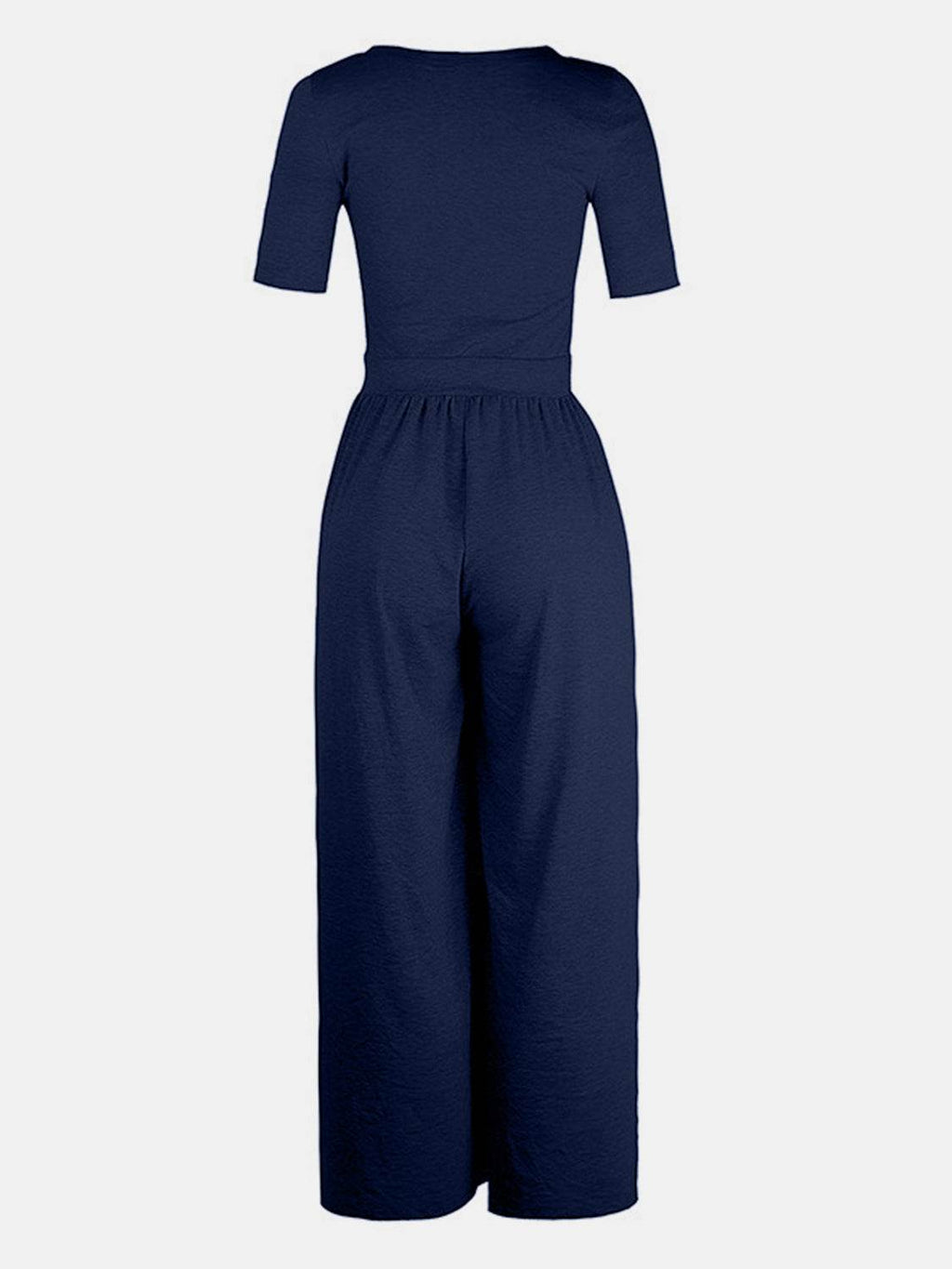 Scoop Neck Short Sleeve Jumpsuit - Delanoir