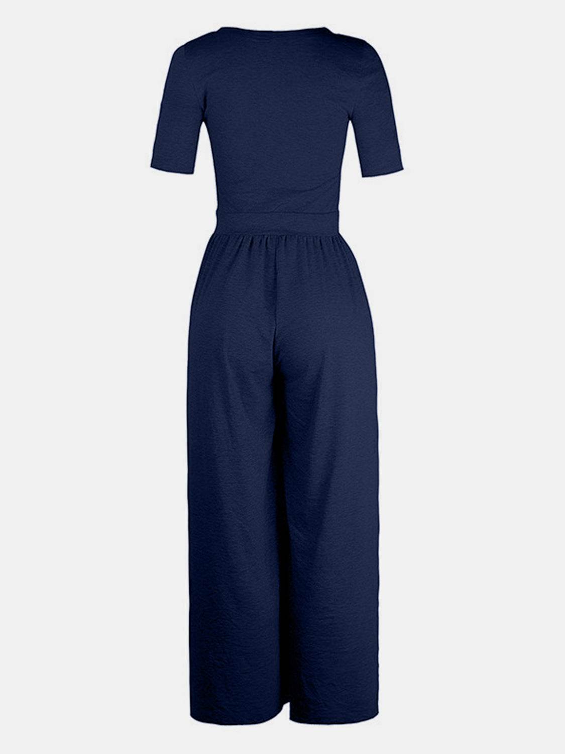 Scoop Neck Short Sleeve Jumpsuit - Delanoir