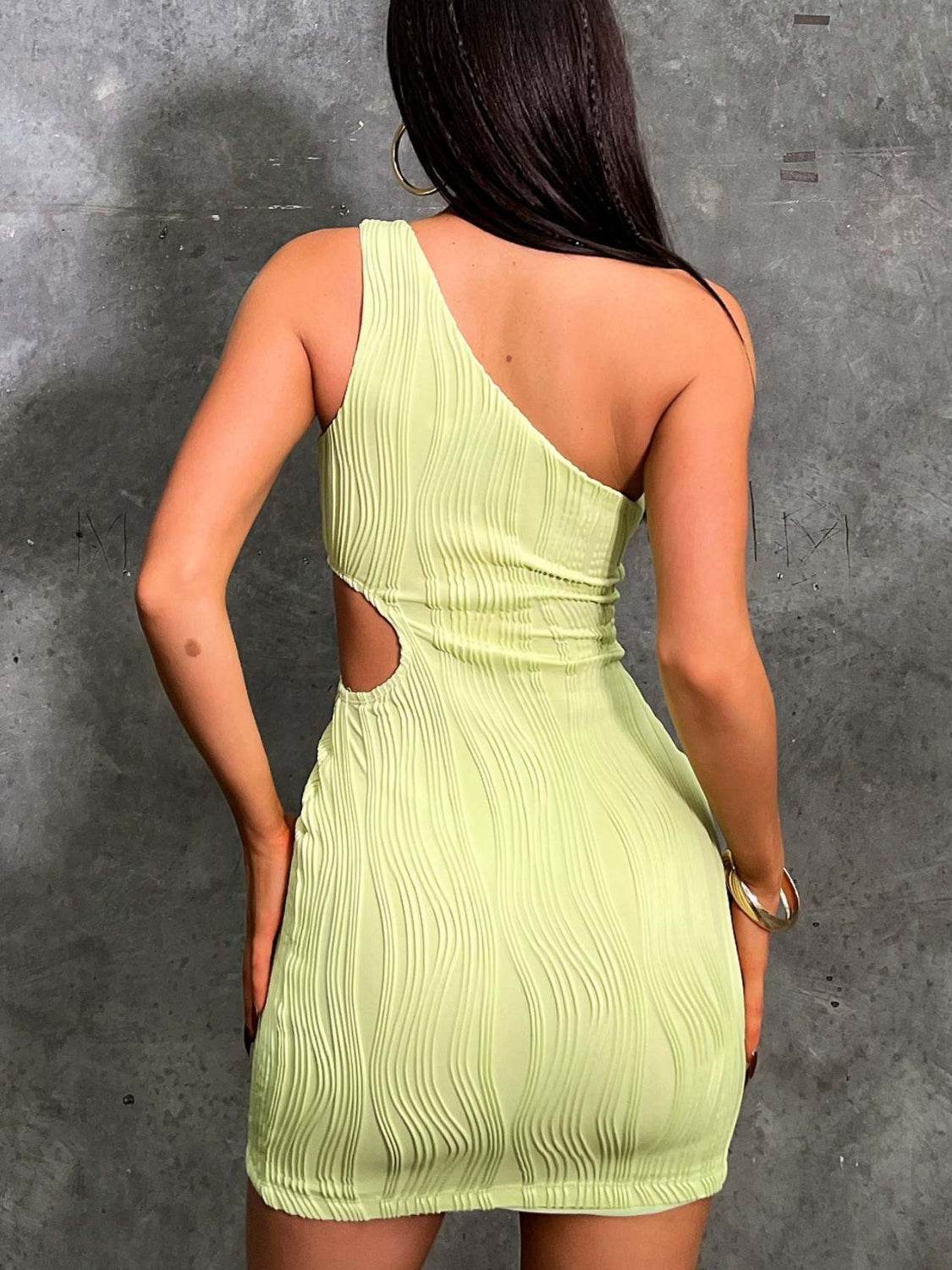 One Shoulder Cutout Mini Dress - Delanoir