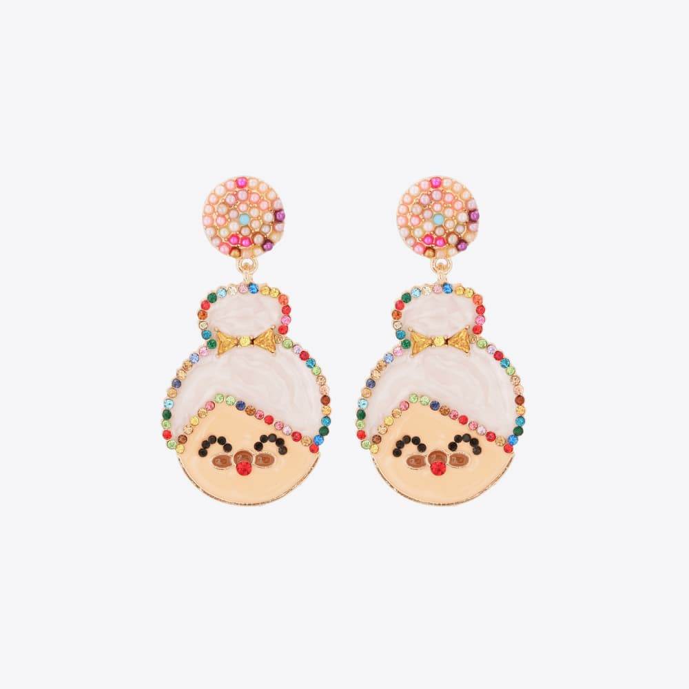 Rhinestone Alloy Mrs. Claus Earrings - Delanoir