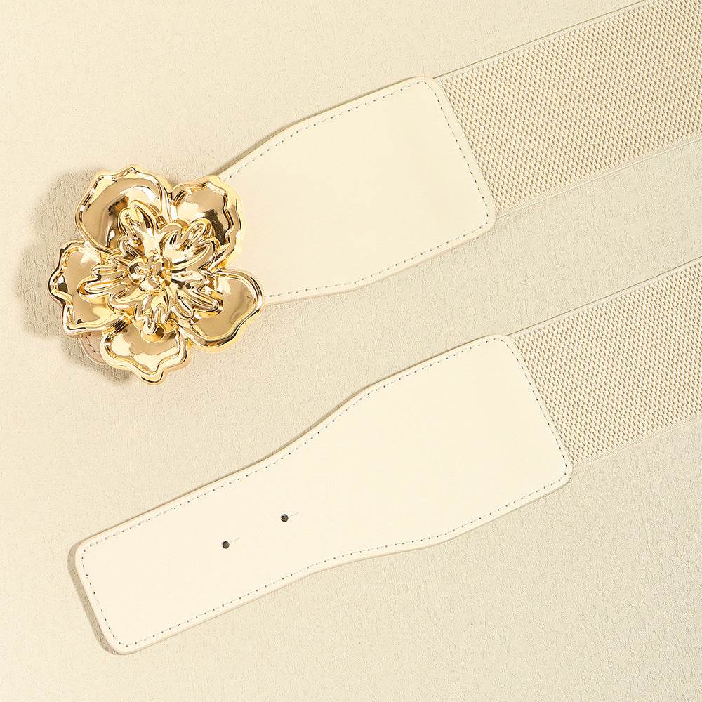 Flower Alloy Buckle Elastic Belt - Delanoir