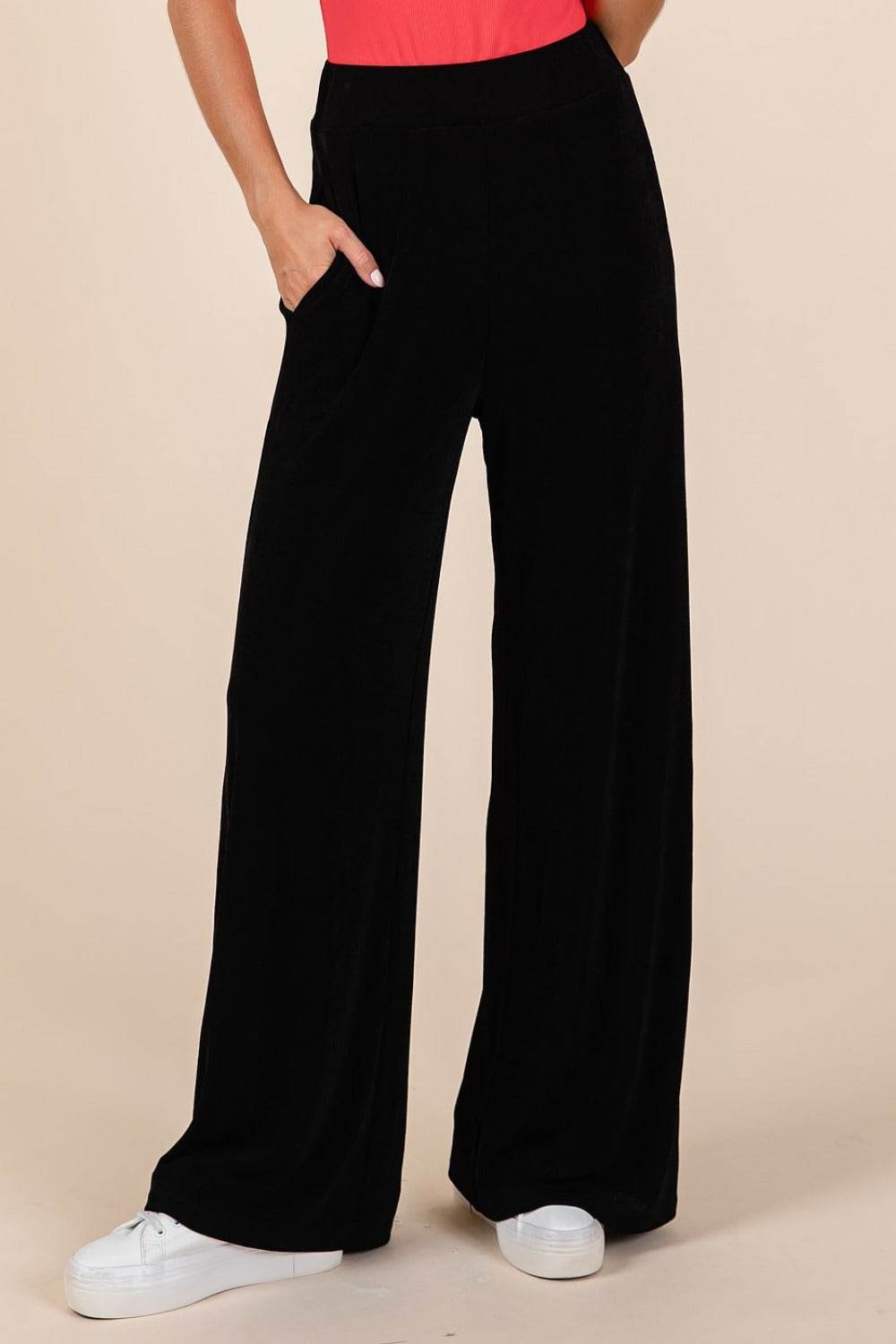 Mittoshop Elastic Waist Pants with Side Pockets - Delanoir
