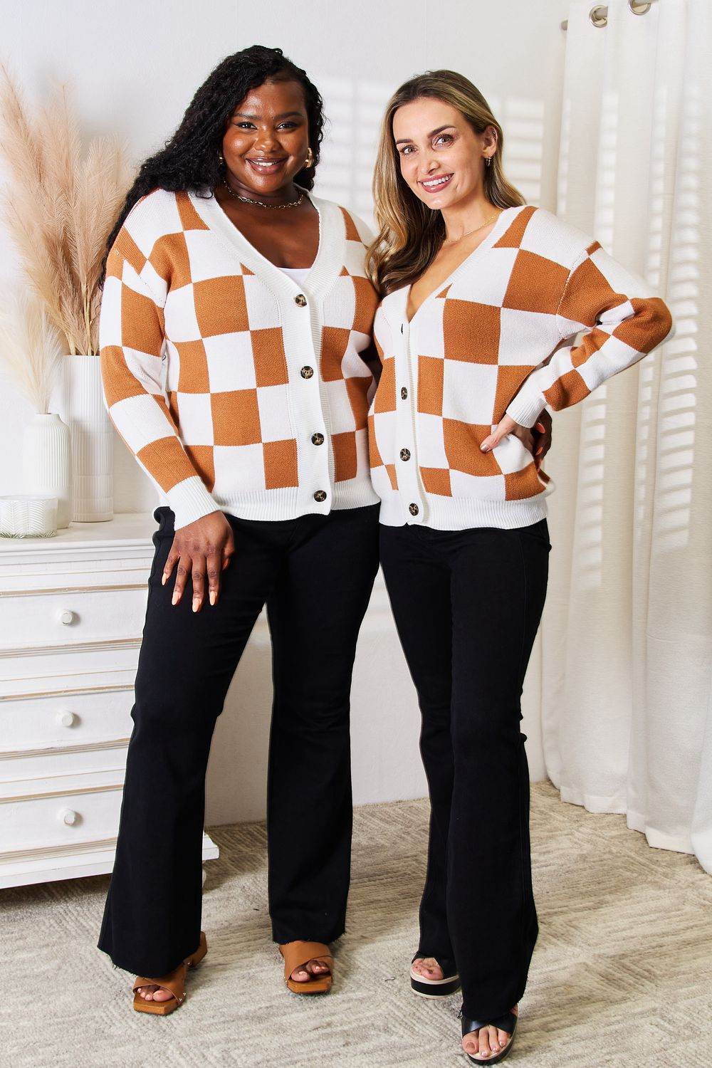 Angel Wings Double Take Button-Up V-Neck Dropped Shoulder Cardigan - Delanoir