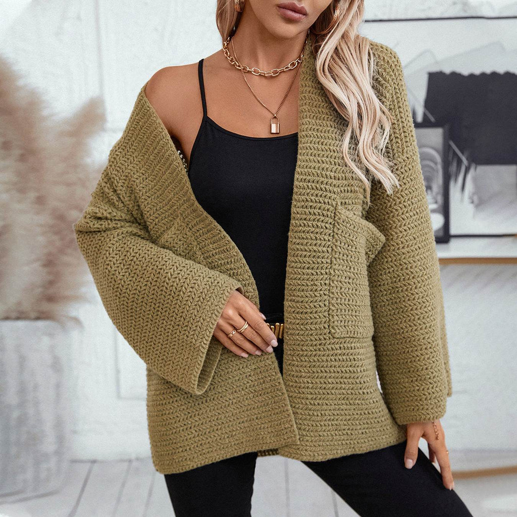 Open Front Long Sleeve Cardigan - Delanoir