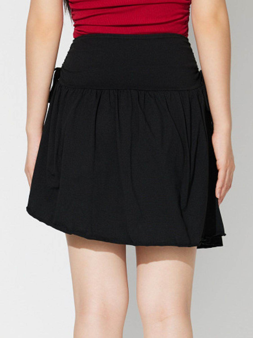 Side Tie Asymmetric Hem Mini Skirt - Delanoir