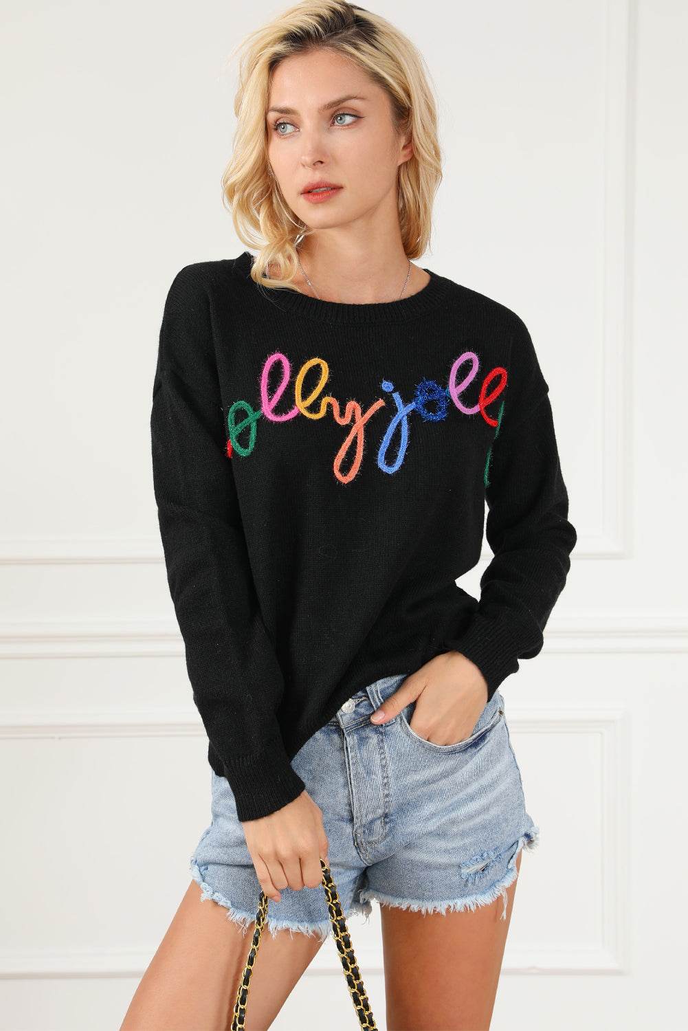Round Neck Long Sleeve Sweater - Delanoir