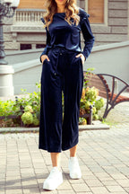Frill Round Neck Long Sleeve Top and Pants Set - Delanoir