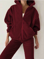 Zip Up Long Sleeve Hoodie and Joggers Set - Delanoir