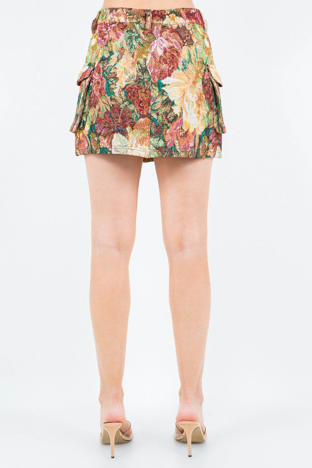 American Bazi Jacquard Weave Cargo Pocket Skirt - Delanoir