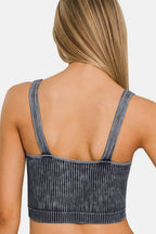 Zenana Washed Ribbed Cropped V-Neck Tank - Delanoir