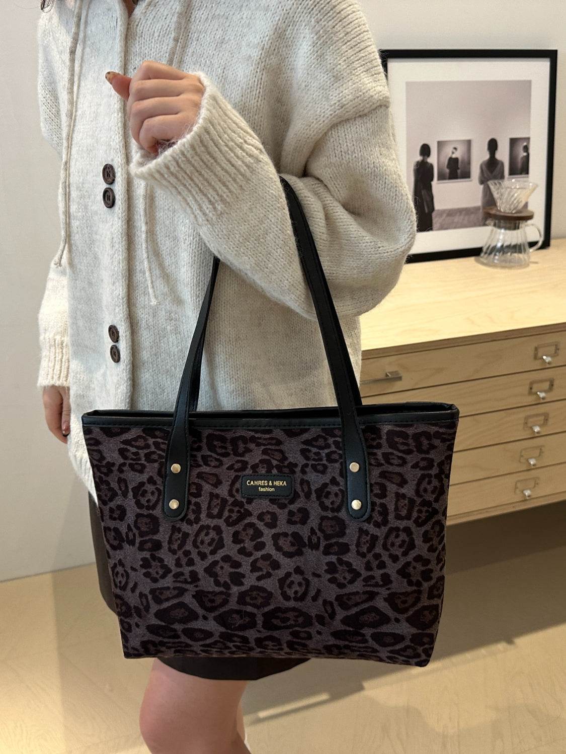 Leopard Polyester Tote Bag - Delanoir