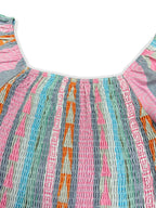 Ruffled Striped Long Sleeve Dress - Delanoir
