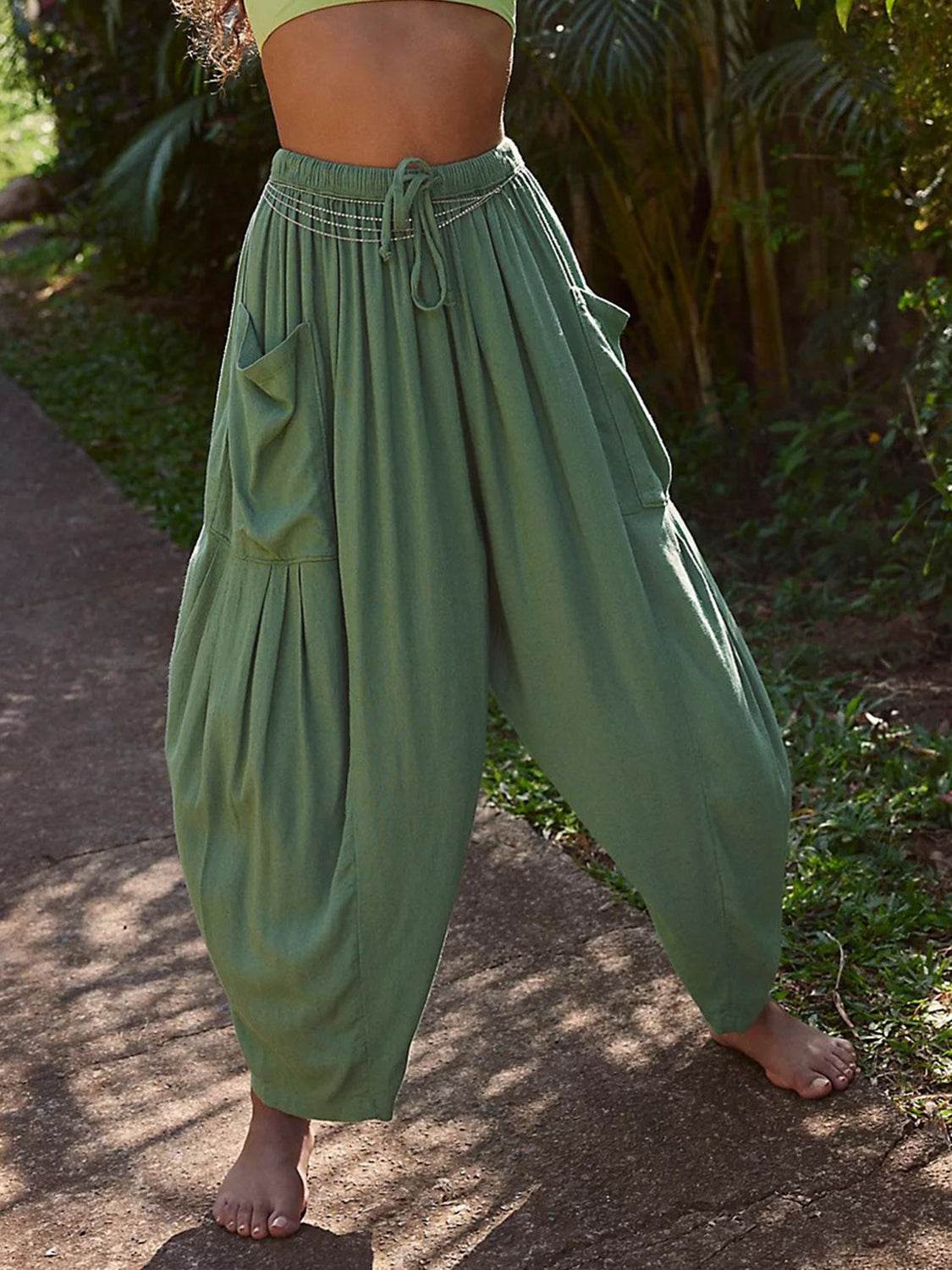 Full Size Wide Leg Pants with Pockets - Delanoir