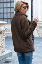 Ivy Lane Full Size Lapel Collar Sherpa Coat - Delanoir