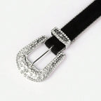 PU Leather Inlaid Rhinestone Belt - Delanoir