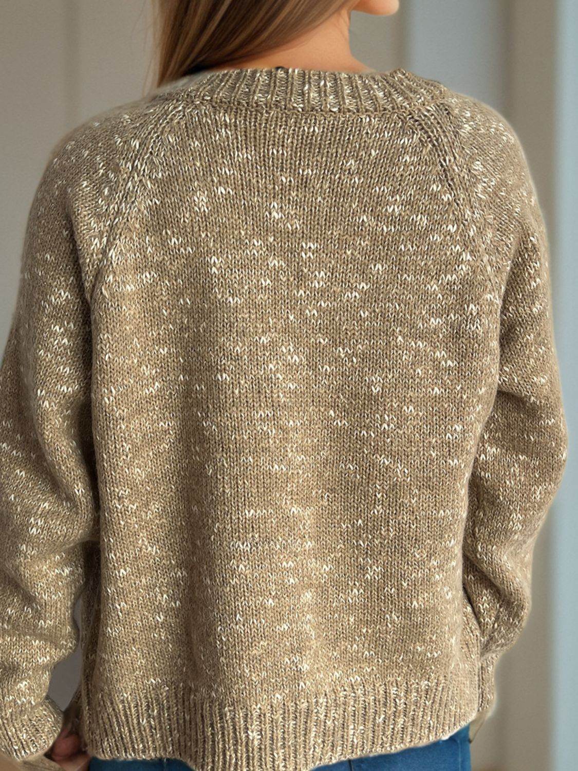 Heathered Button Down Long Sleeve Cardigan - Delanoir