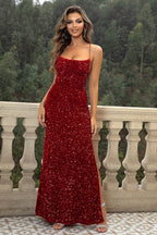 Sequin Backless Split Maxi Dress - Delanoir