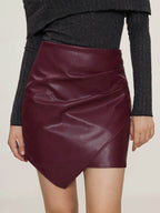 Ruched Mini Skirt with Zipper - Delanoir
