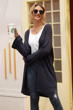 Open Front Long Sleeve Cardigan - Delanoir