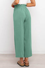 Drawstring Paperbag Waist Wide Leg Pants - Delanoir