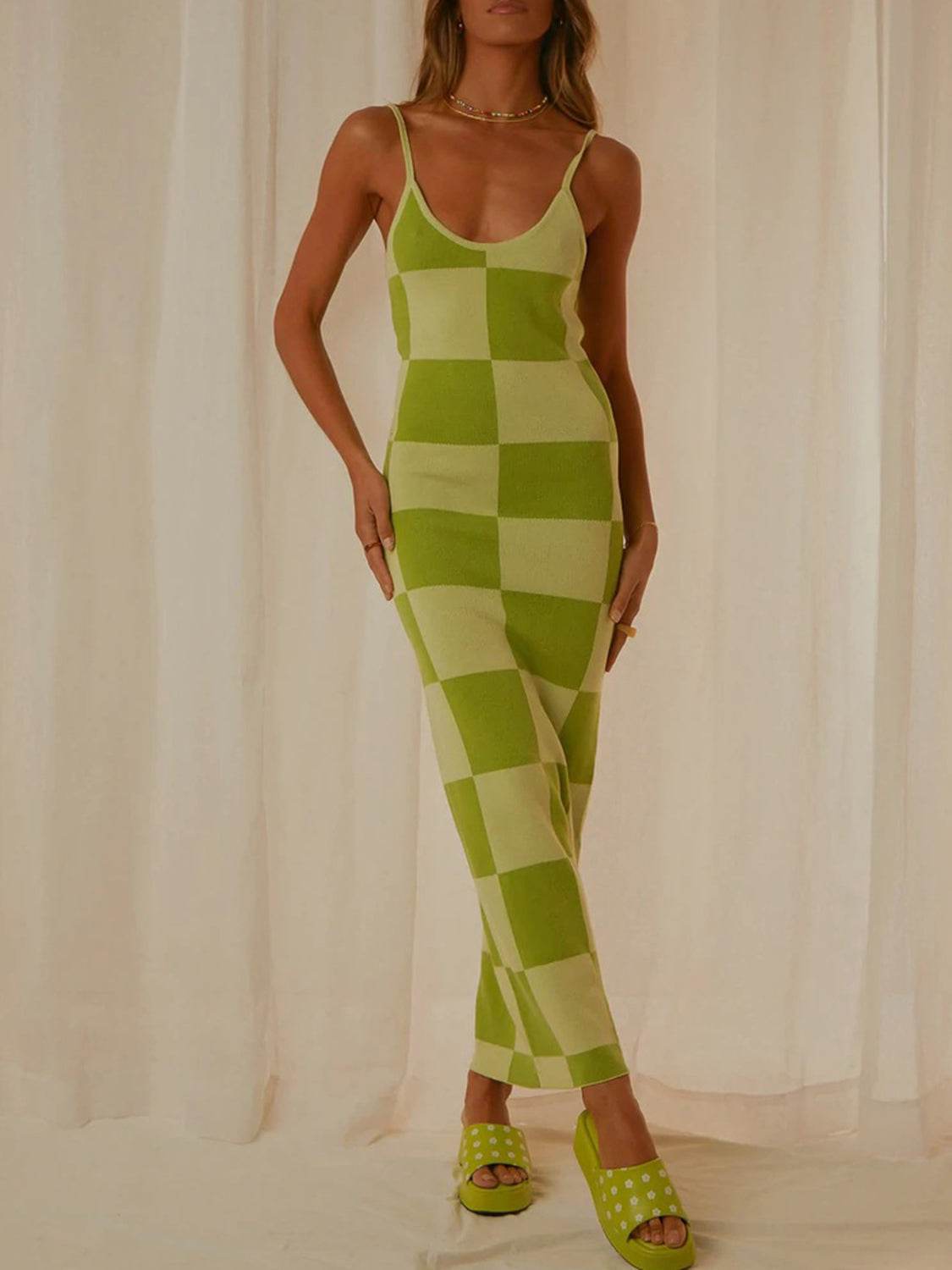 Spaghetti Strap Maxi Sweater Dress - Delanoir