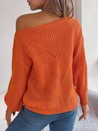 Openwork Long Sleeve Sweater - Delanoir
