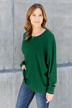 Double Take Full Size Round Neck Long Sleeve T-Shirt - Delanoir
