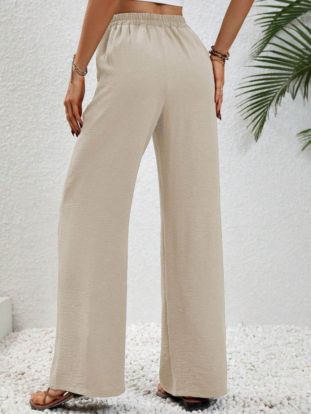 Wide Leg Drawstring Pants - Delanoir