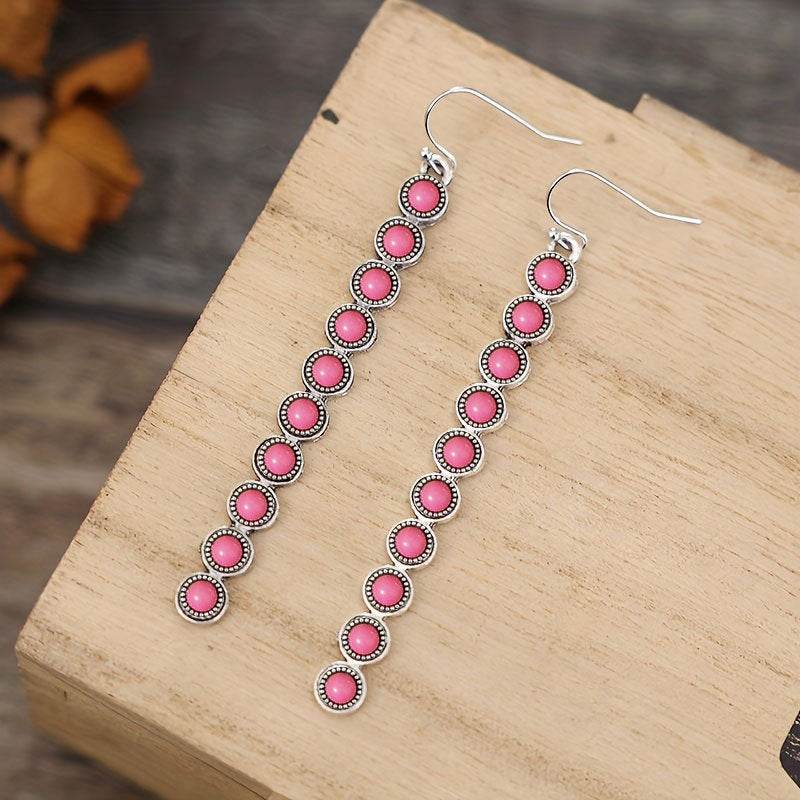 Artificial Turquoise Alloy Bar Earrings - Delanoir