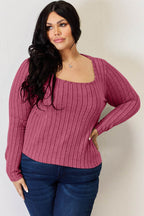 Basic Bae Full Size Ribbed Long Sleeve T-Shirt - Delanoir