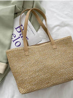 Solid Color Woven Tote Bag - Delanoir