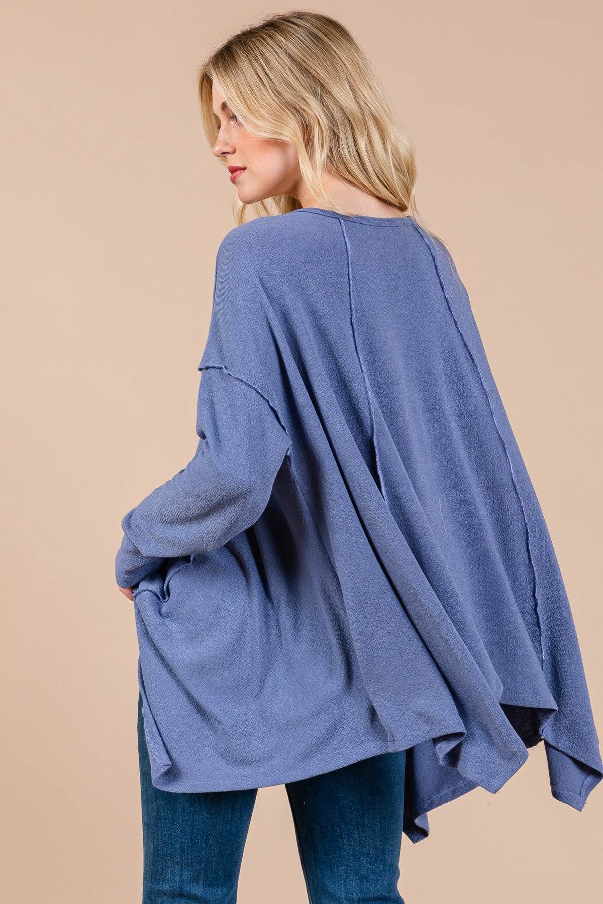 Ces Femme Asymmetrical Long Sleeve top - Delanoir