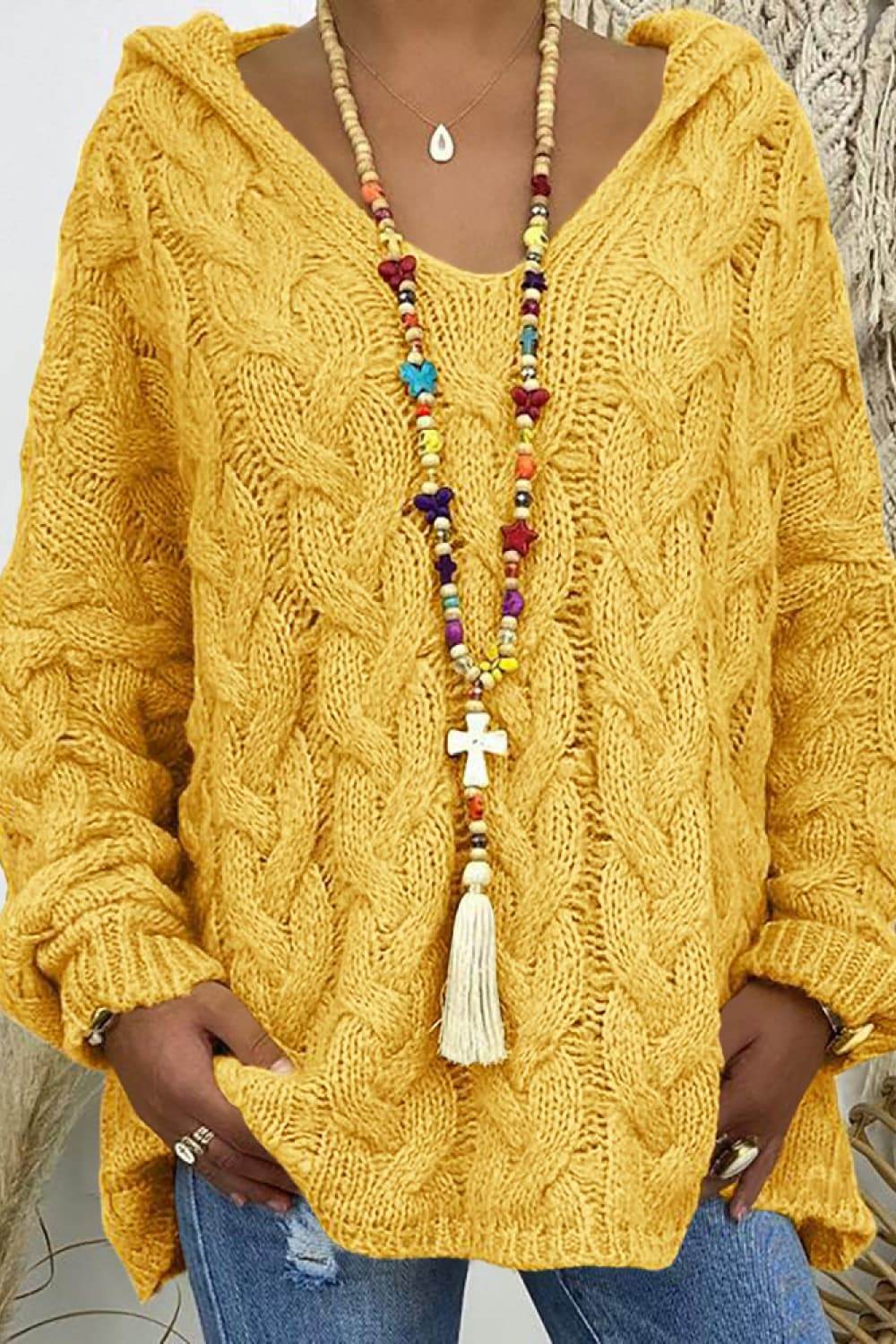 Cable-Knit Hooded Sweater - Delanoir