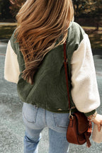 Contrast Baseball Collar Snap Down Long Sleeve Jacket - Delanoir