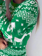 Christmas Element Round Neck Mini Sweater Dress - Delanoir