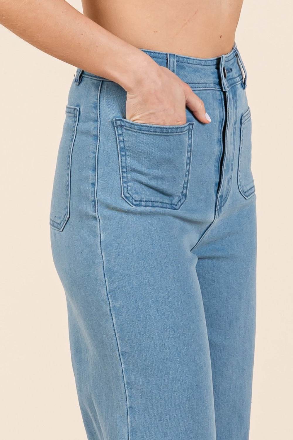 Mittoshop High Waist Wide Leg Jeans - Delanoir