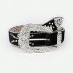 PU Leather Inlaid Rhinestone Belt - Delanoir
