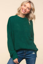Haptics Full Size Mock Neck Side Slit Knit Top - Delanoir