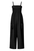 Smocked Spaghetti Strap Wide Leg Jumpsuit - Delanoir
