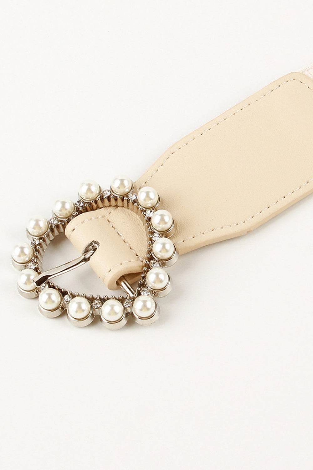 Pearl Heart Buckle Elastic Belt - Delanoir