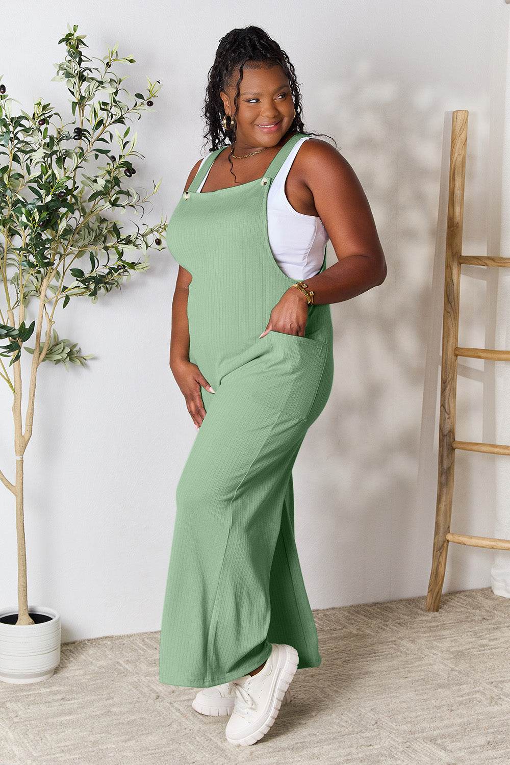 Double Take Full Size Wide Strap Overall with Pockets - Delanoir