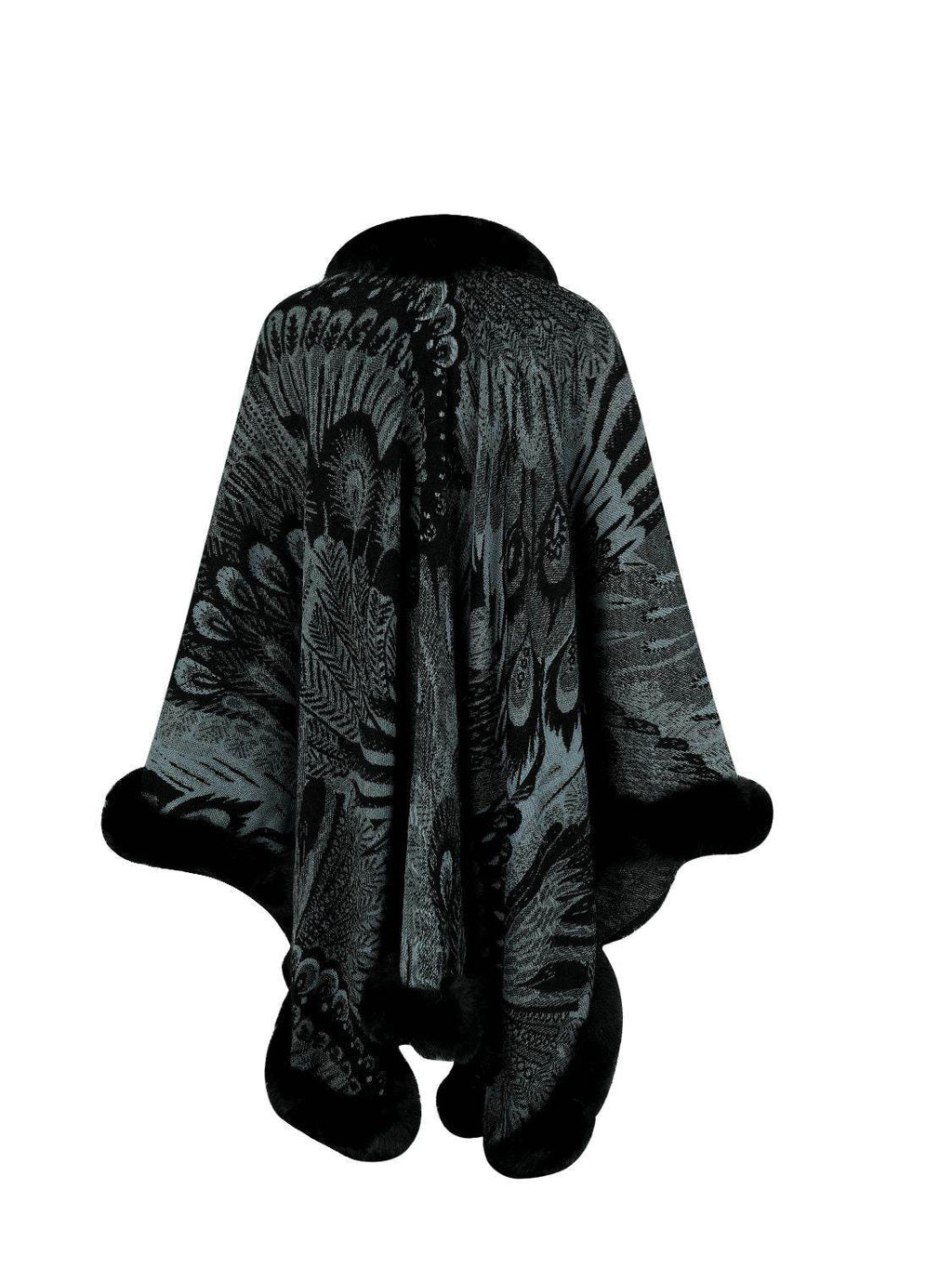 Printed Open Front Poncho - Delanoir