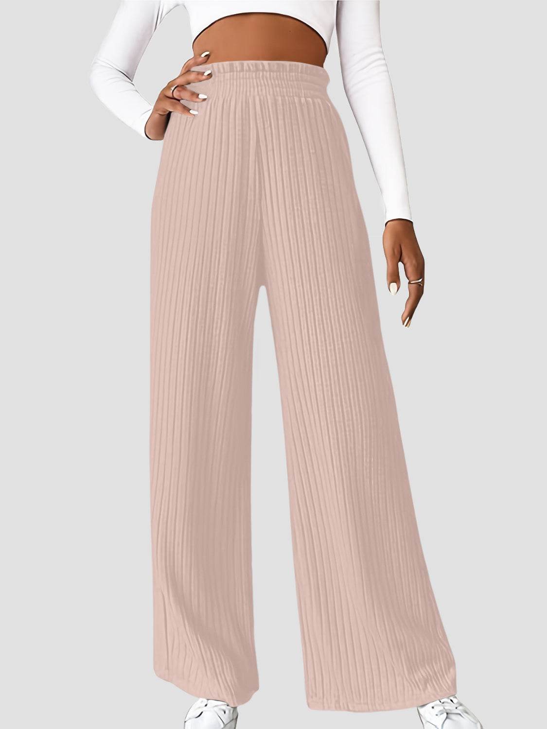 Ribbed High Waist Pants - Delanoir