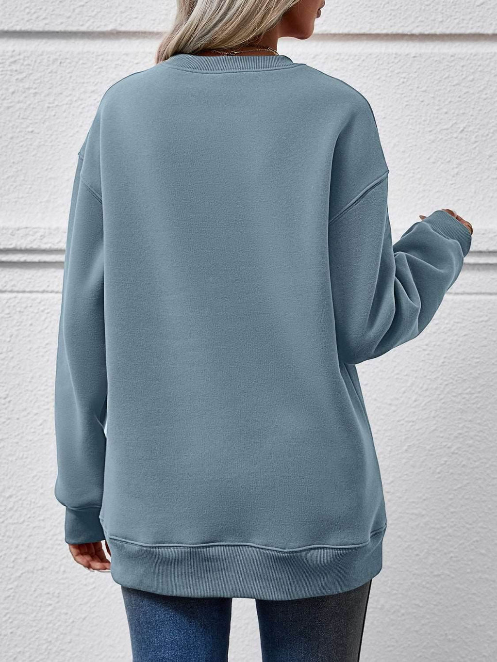 Christmas Tree Graphic Round Neck Sweatshirt - Delanoir
