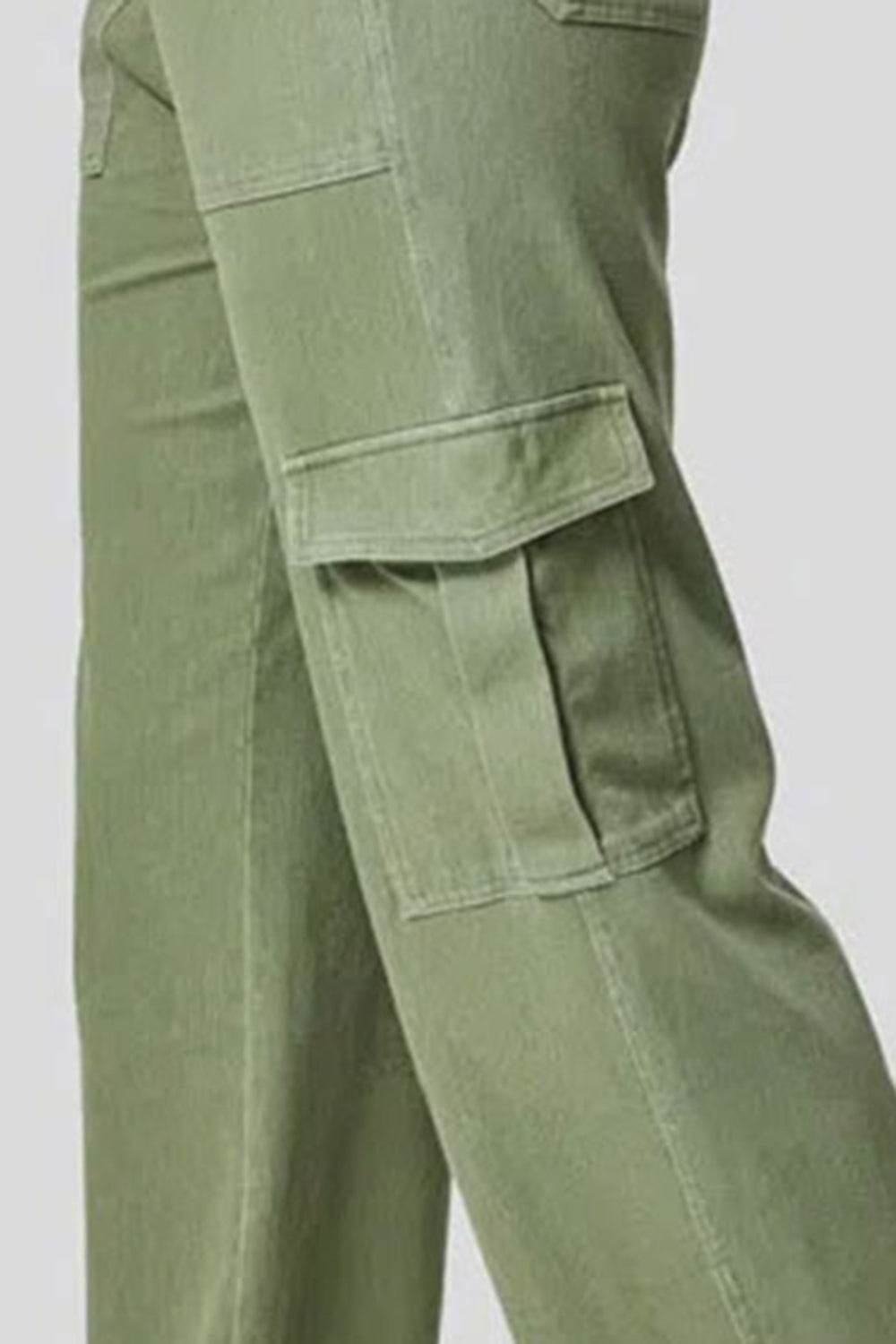 High Waist Straight Leg Cargo Jeans - Delanoir