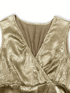 Ruched Surplice Sleeveless Mini Dress - Delanoir