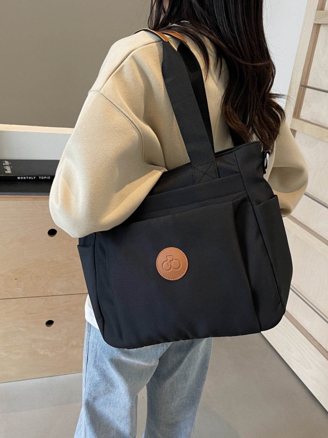 Nylon Solid Color Tote Bag - Delanoir