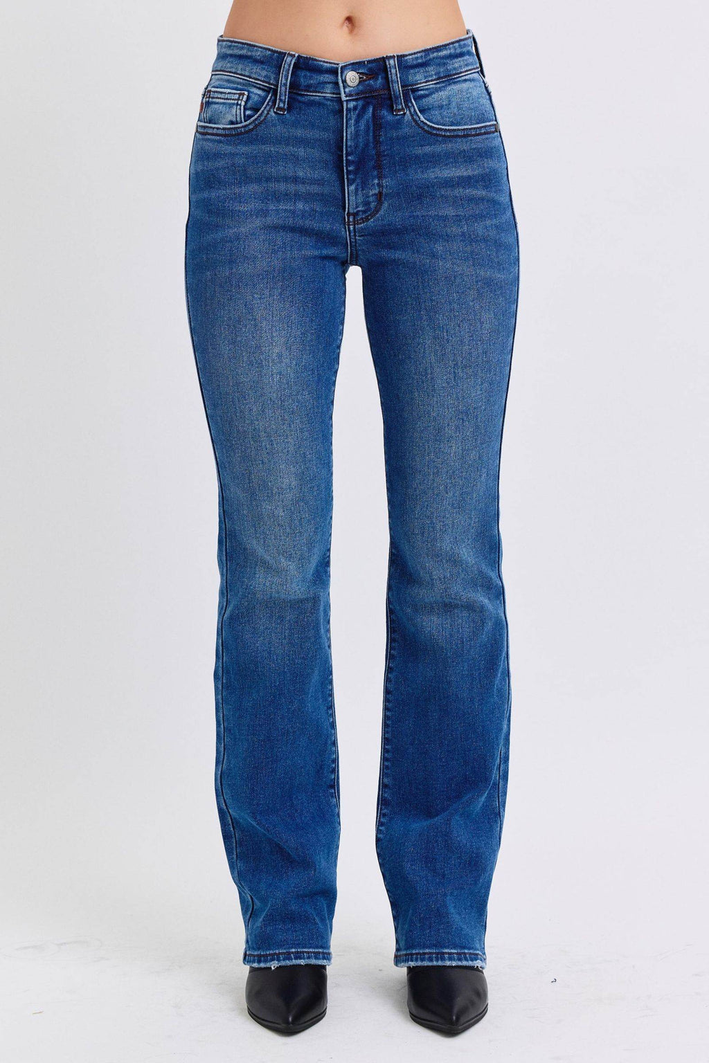 Judy Blue Full Size Run Mid-Rise Bootcut Jeans with Thermal Lining - Delanoir
