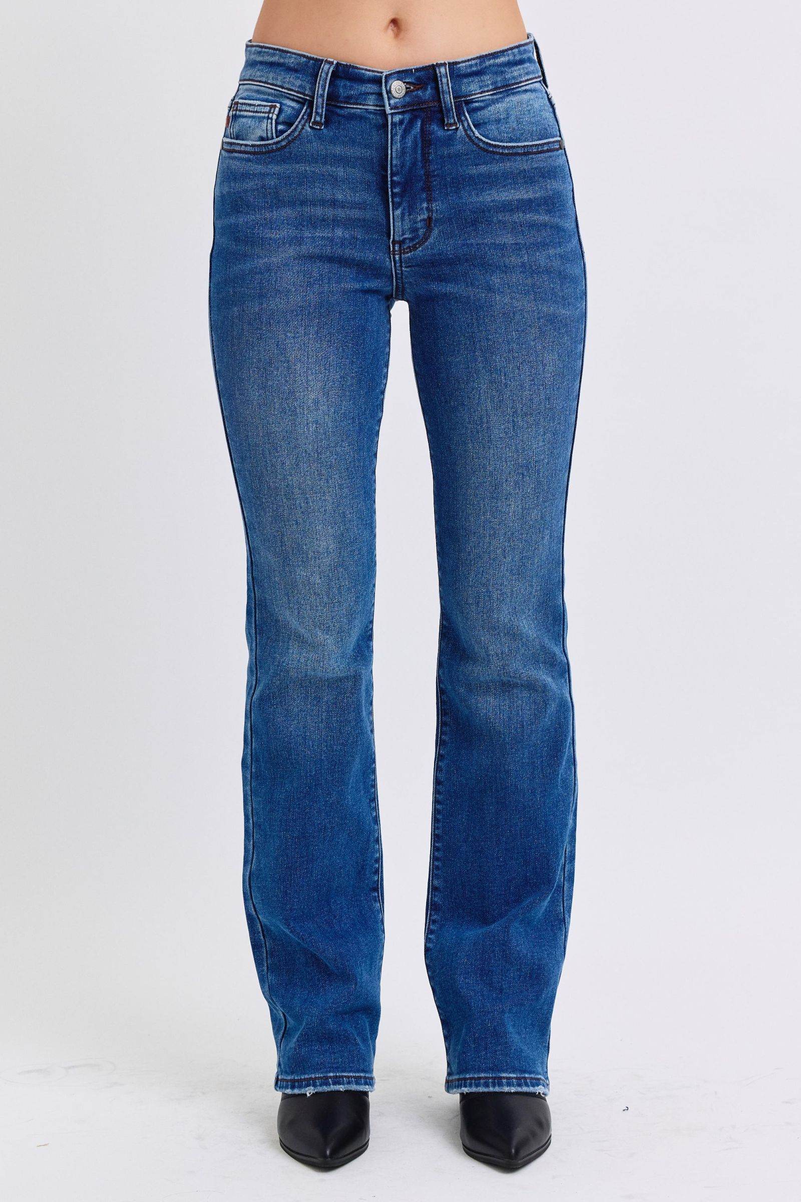 Judy Blue Full Size Run Mid-Rise Bootcut Jeans with Thermal Lining - Delanoir